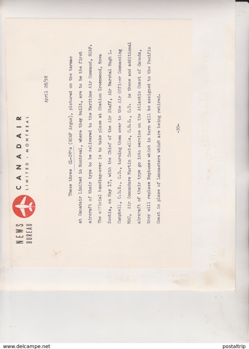 CANADAIR ARGUS   25 * 20 CM Canadair CP-107 Argus (CL-28), Royal Canadian Air Force (RCAF) - Aviation