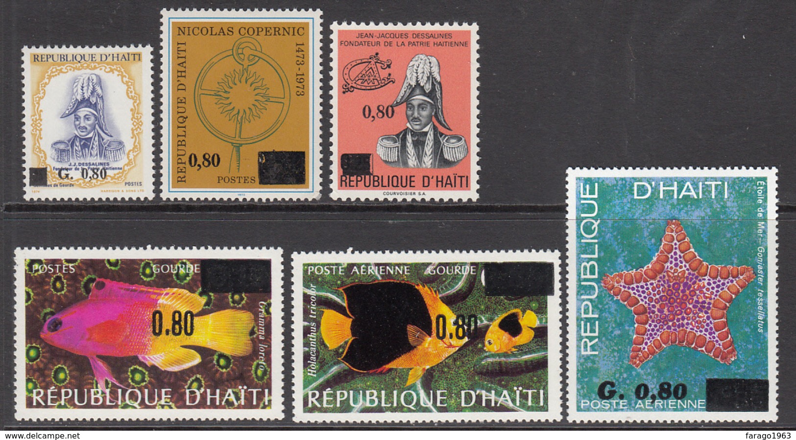 1976 Haiti Definitives OVERPRINTS 6 Stamps MNH - Haïti