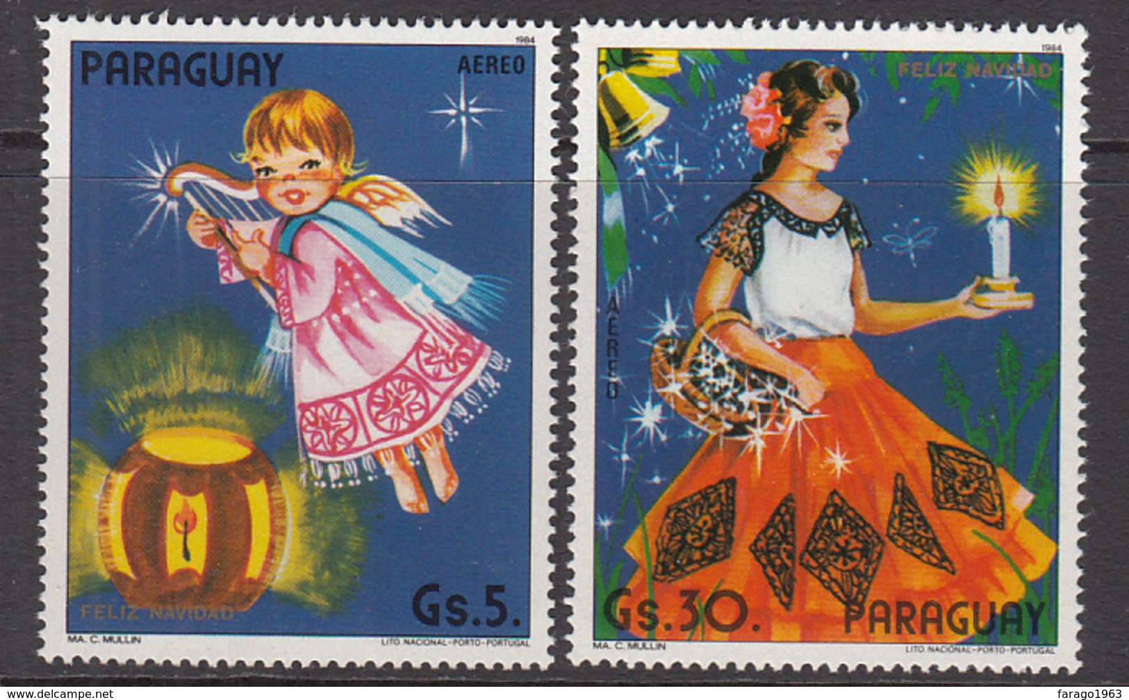 1984 1985 Paraguay Chritmas Navidad Noel 2 Stamps (Much Cheaper Than Buying Whole Set!!  MNH - Paraguay