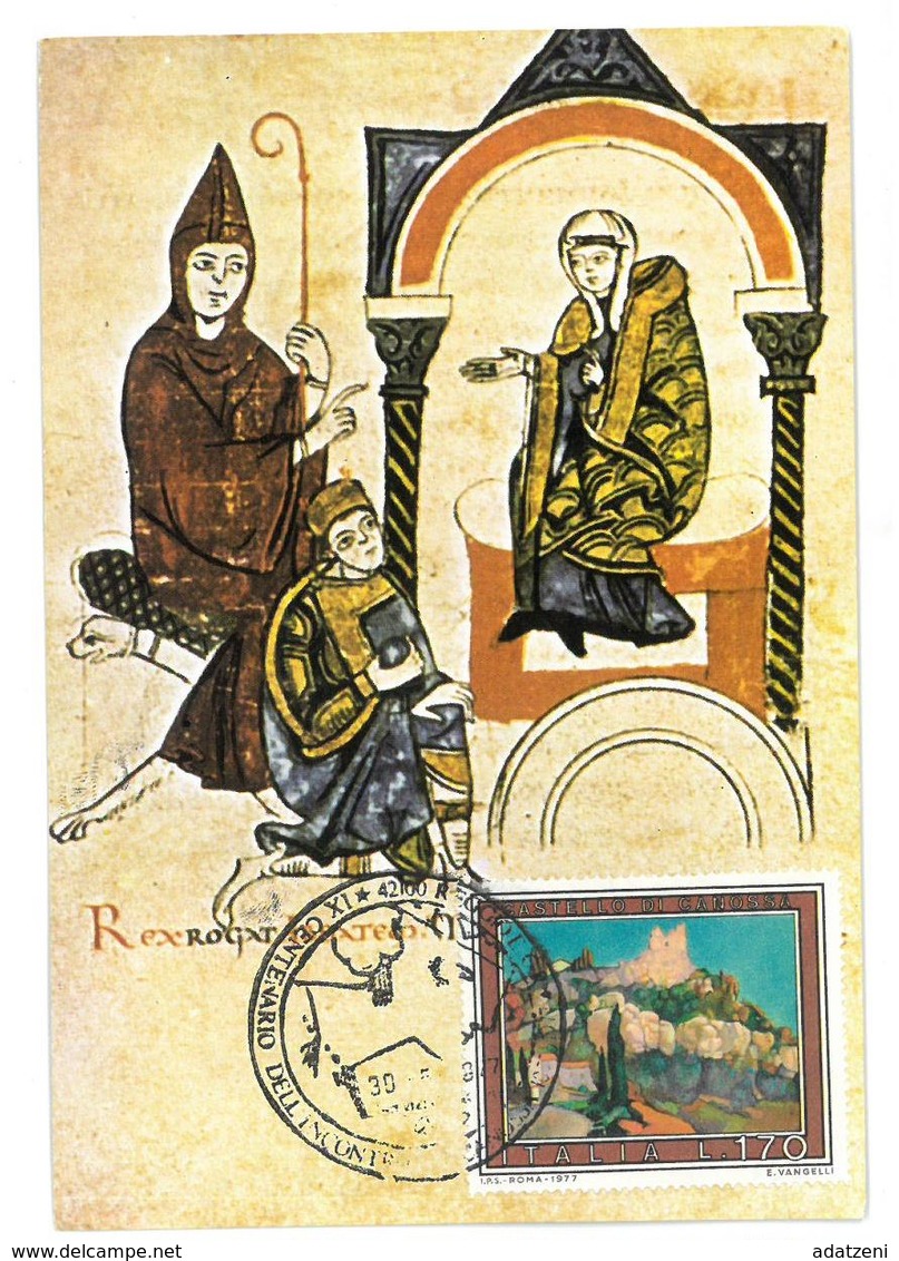 Pubblicità  IX Centenario Dell’incontro A Canossa Tra Gregorio VII Ed Enrico IV 28-01-1077  Miniatura Del Codice Vatican - Pubblicitari