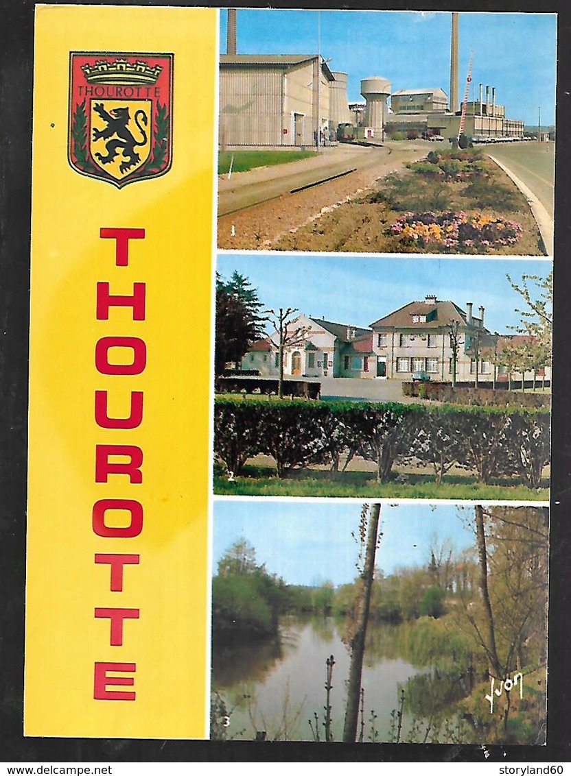 Cpm 03556 Thourotte 3 Vues Situées Sur Carte , Hotel, Bords De L'oise , Entrée Glacerie - Thourotte