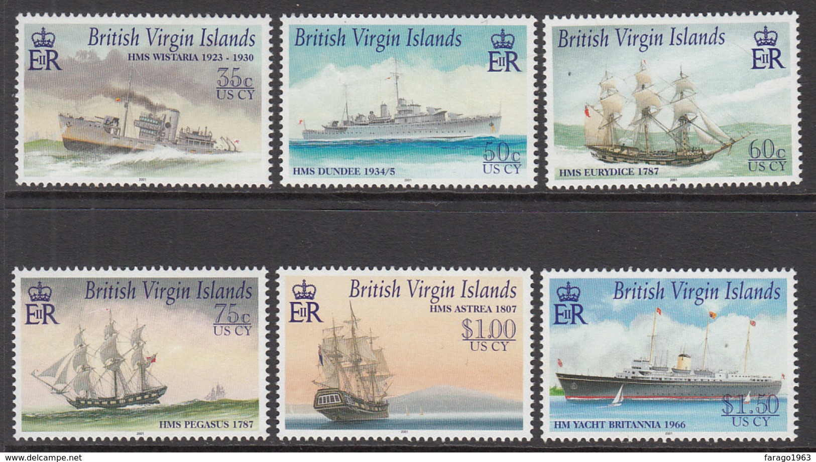 2001 British Virgin Islands Islands Visiting Navy Ships Complete Set Of 6  MNH - British Virgin Islands