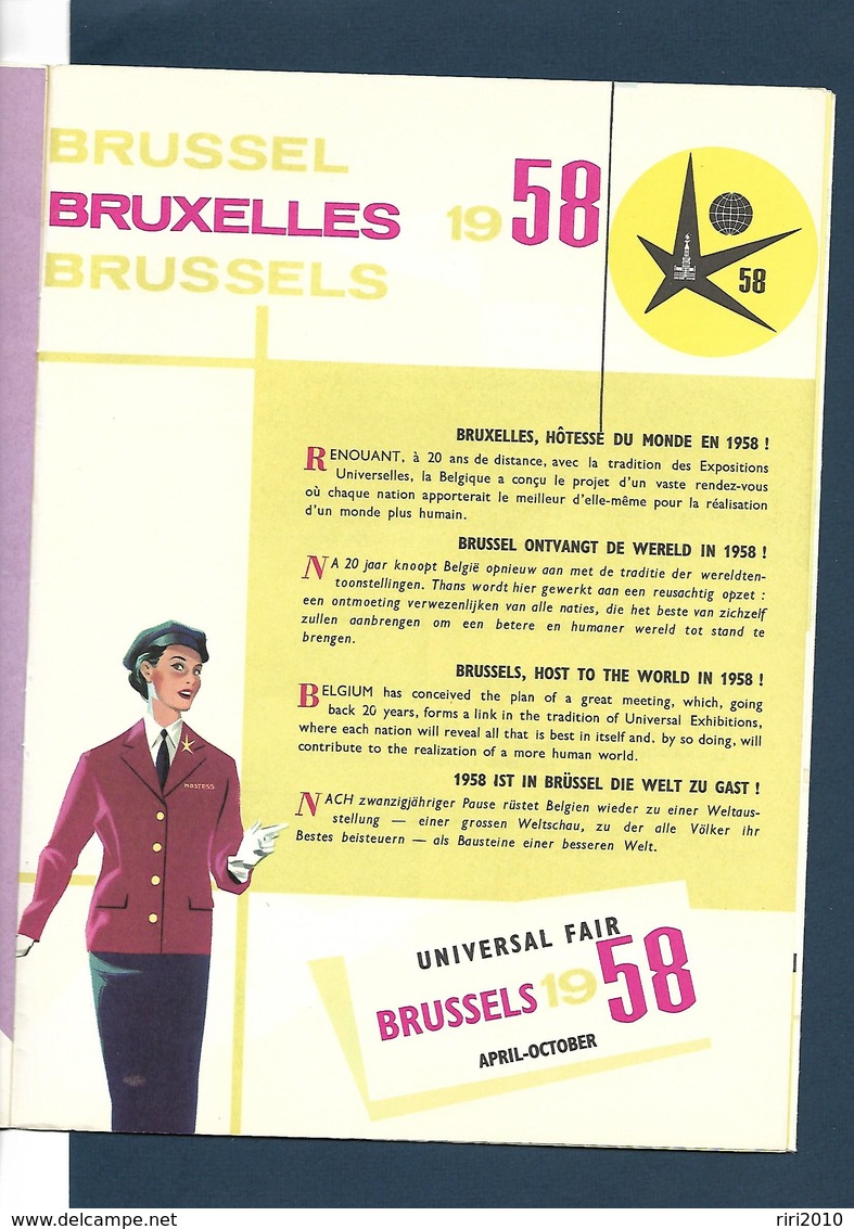 Belgique - Sabena - Revue De Bord Avec Carte Cigarettes Boissons Et Fiche D'évaluation - Expo 58 - 11 Pages - Magazines Inflight