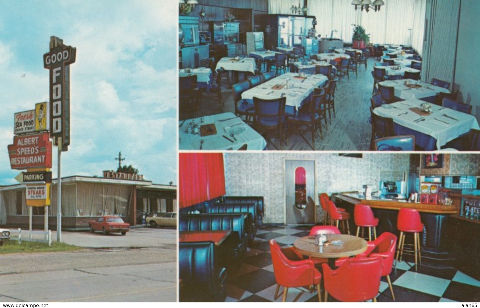 Hattiesburg Mississippi, Speed's Restaurant Interior, Ford Mustang Auto, C1970s Vintage Postcard - Hattiesburg