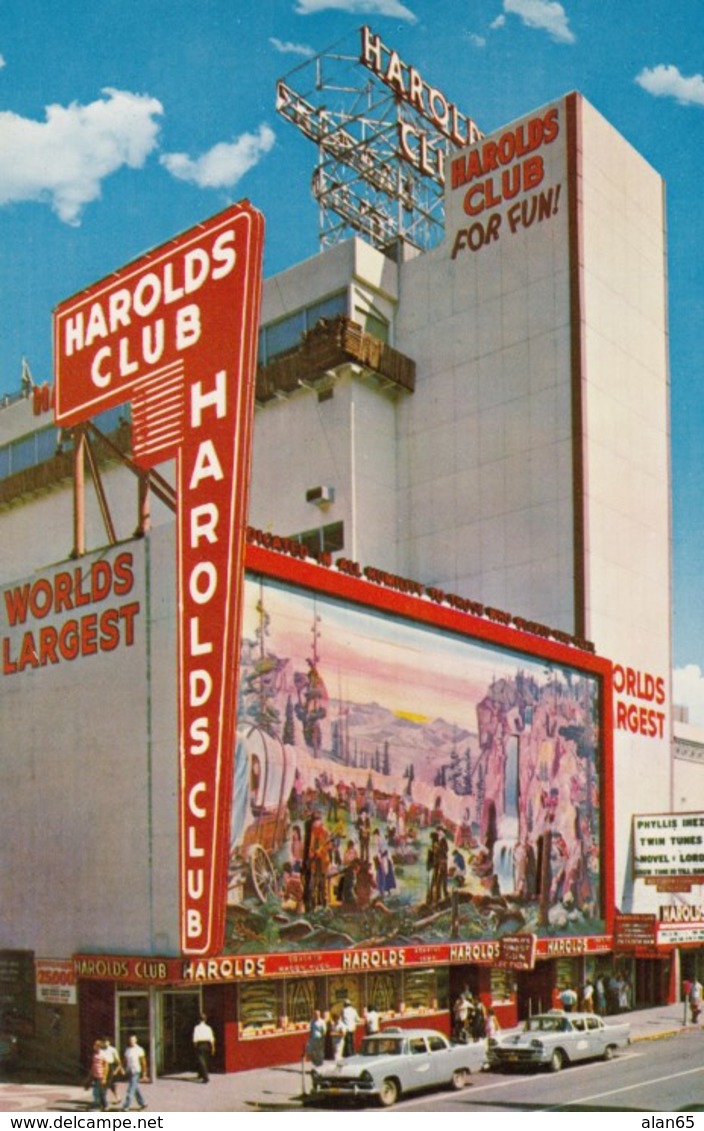 Reno Nevada, Harold's Club Casino Restaurant, Street Scene, Taxis, C1960s Vintage Postcard - Reno