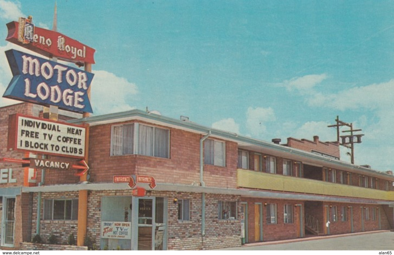 Reno Nevada, Reno Royal Motor Lodge, C1950s/60s Vintage Postcard - Reno