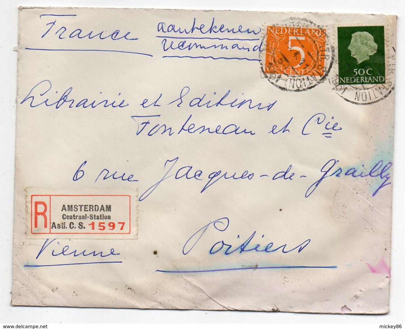 Pays-Bas--1961--Lettre Recommandée De AMSTERDAM Pour POITIERS-86 (France)--timbres-cachet - Storia Postale