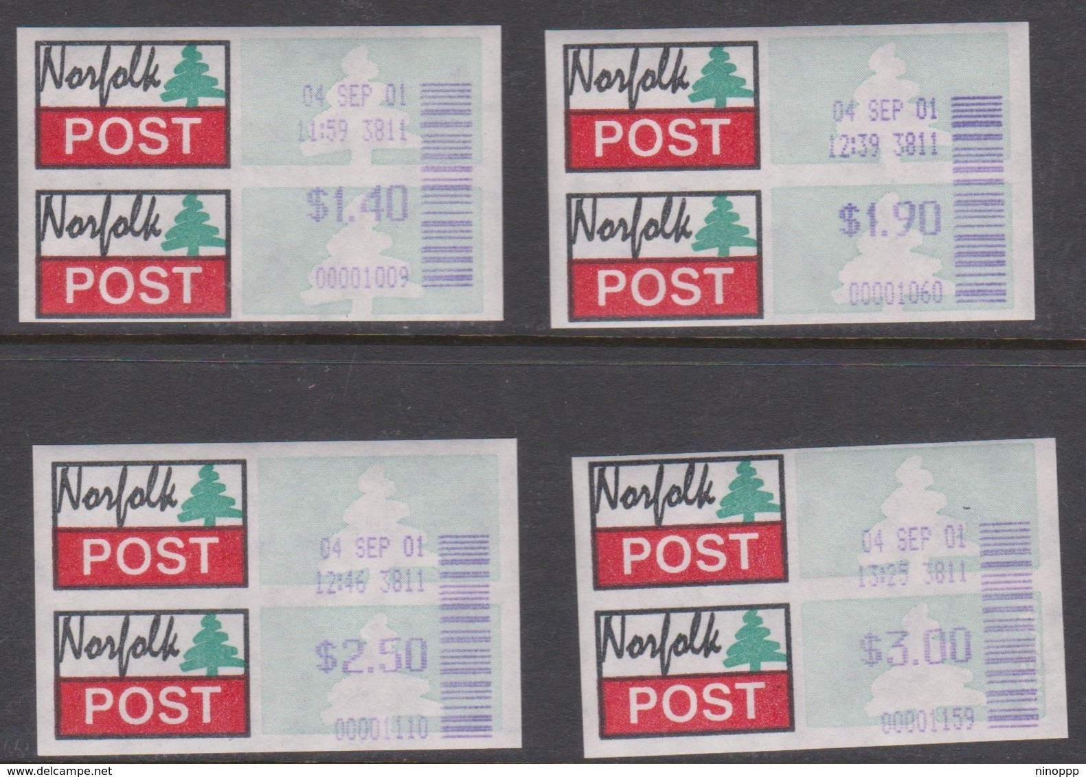 Norfolk Island ASC 756a 2001 Counter Printed Labels, Mint Never Hinged - Norfolk Island
