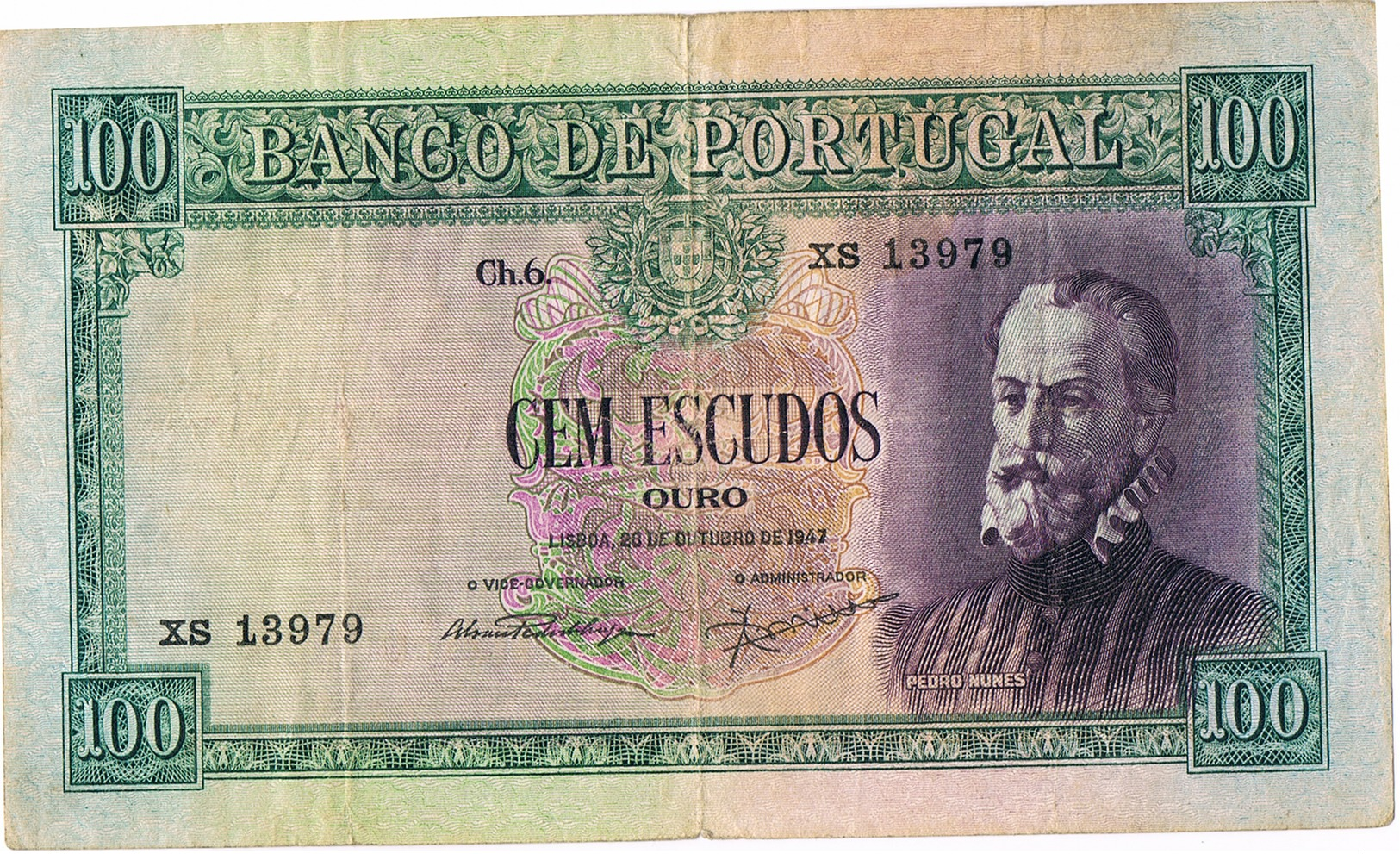 PORTUGAL -100$00 (CEM ESCUDOS) CH 6 - PEDRO NUNES. - Portugal