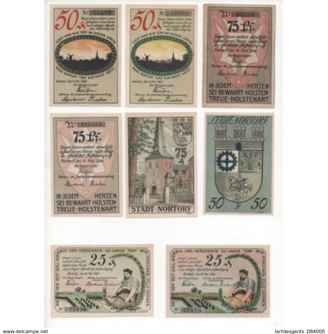 NOTGELD - NORTORF - 8 Different Notes - VARIANTE (N094) - [11] Local Banknote Issues