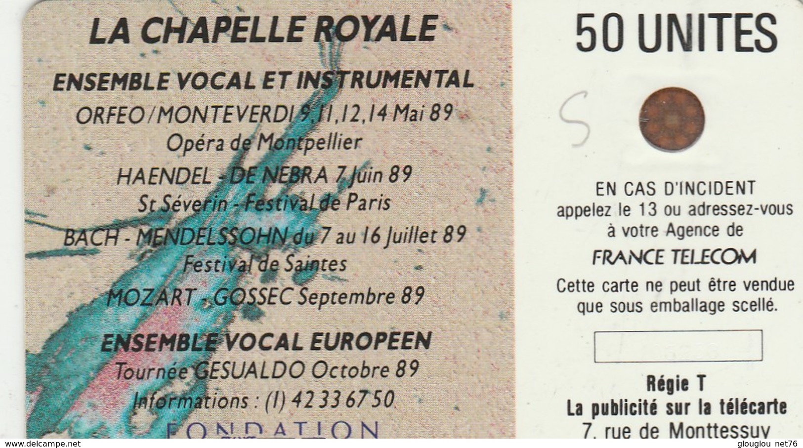 TELECARTE 50.... MECENE DE LA CHAPELLE ROYALE - 50 Unità  