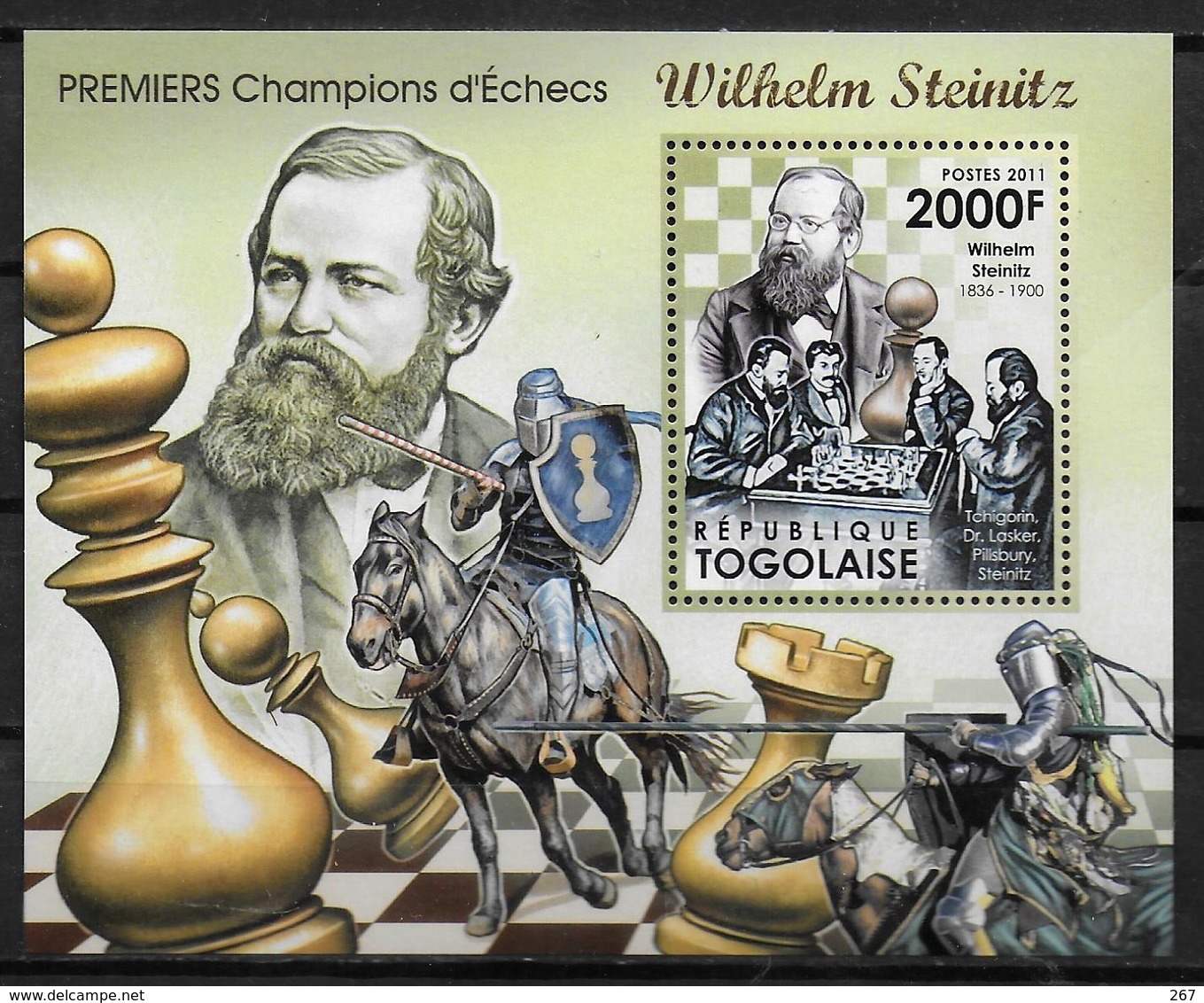 MOZAMBIQUE BF 491 * *  ( Cote 17e )  Echecs Wilhelm Steinitz - Echecs