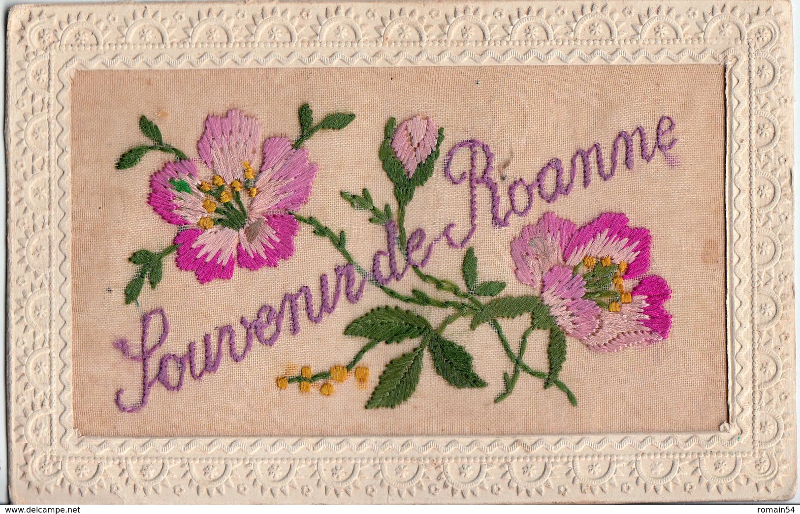 ROANNE-CARTE BRODEE SOUVENIR - Roanne