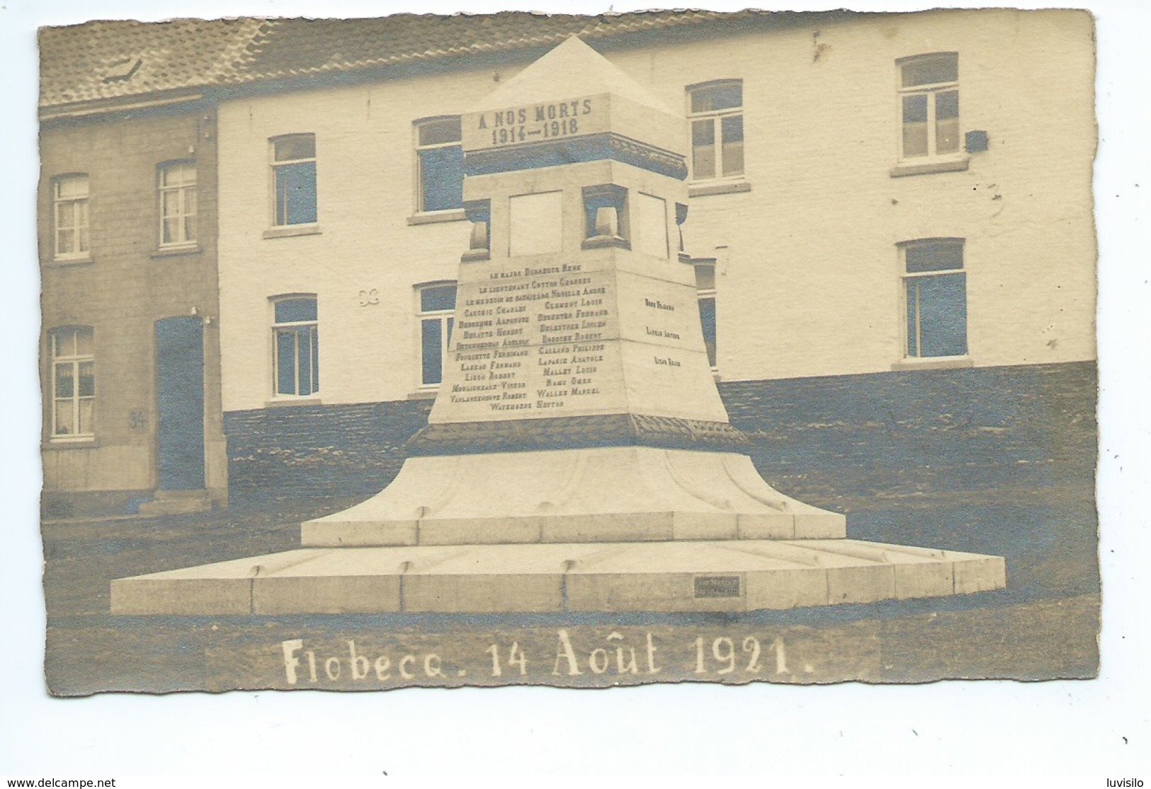 FLOBECQ CARTE PHOTO 14 AOUT 1921 MONUMENT A NOS MORTS 1914 - 1918 - Flobecq - Vloesberg