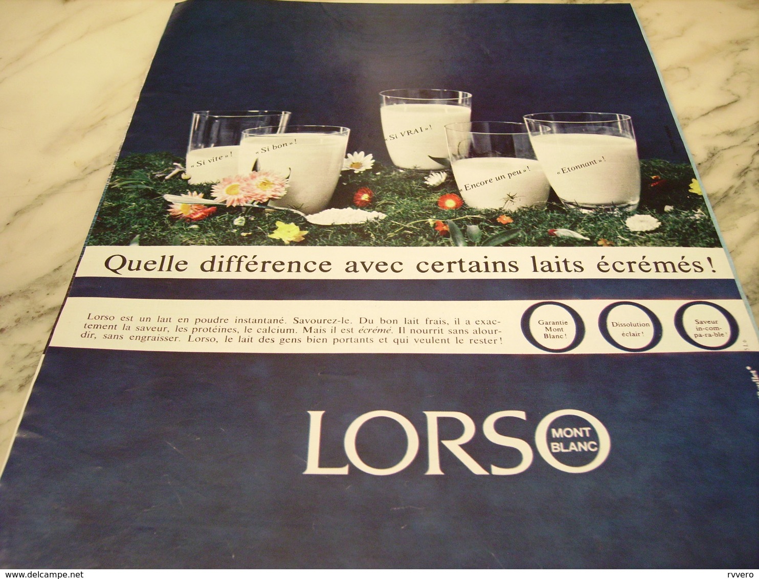 ANCIENNE PUBLICITE DIFFERENCE LAIT  LORSO DE MONT BLANC 1965 - Affiches