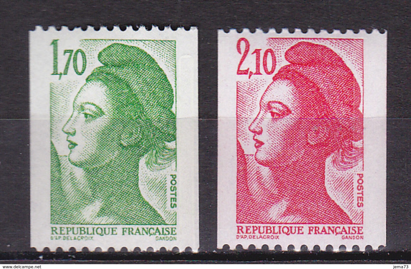 N° 2321a Et 2322b  Type Liberté De Lacroix Provenace De Roulette Chiffre Rouge Au Dos 710 Et 130 - Nuovi