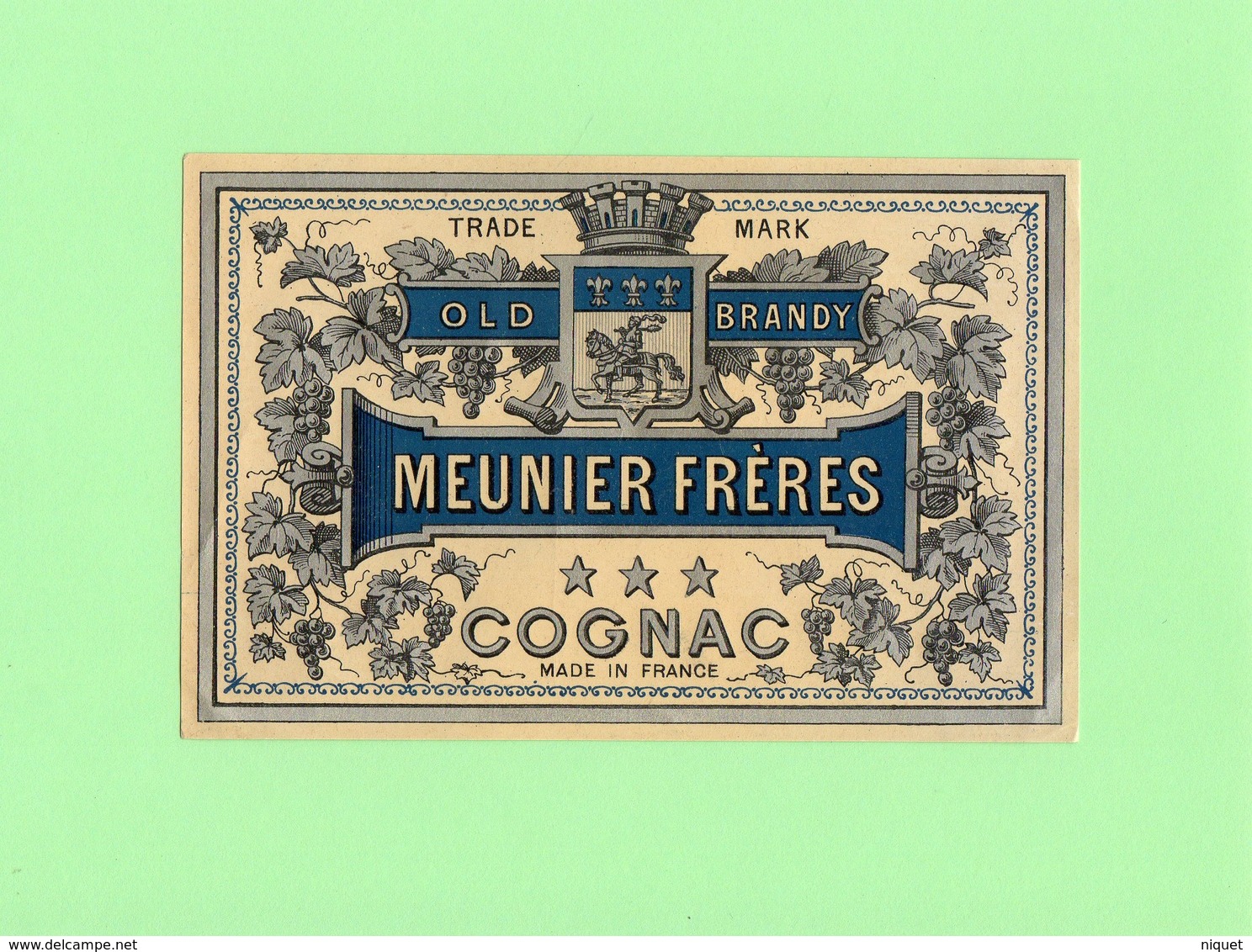 Etiquette Cognac, Meunier Frères, 8 X 12.5 Cm - Other & Unclassified