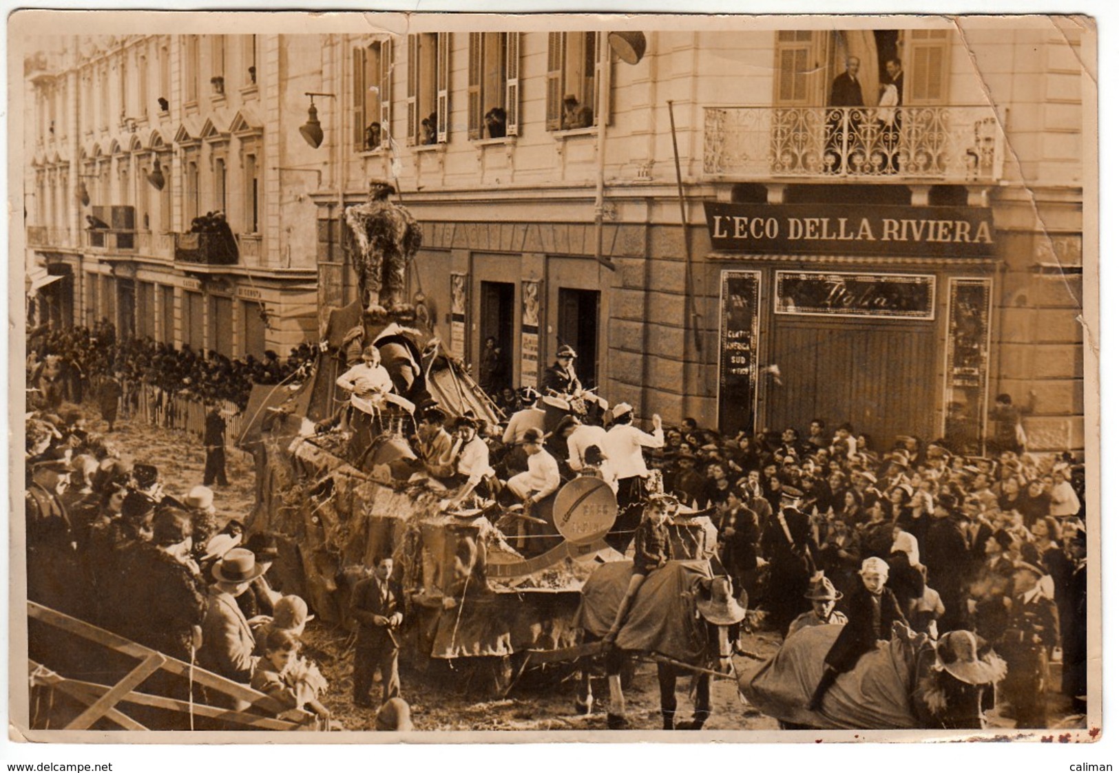 SANREMO CORSO MOMBELLO VIA ROMA - FOTO ORIGINALE CARNEVALE 1939 CARRO A.N.A. PLOTONE SANREMO - Luoghi