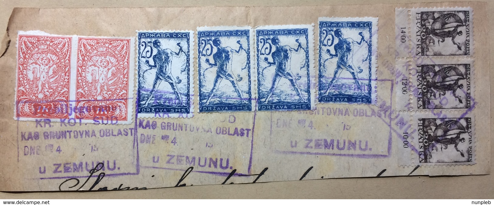 YUGOSLAVIA - Early Piece `Kao Gruntovna Oblast Zemunu` Cachet Zemun - Multi-stamped - Covers & Documents