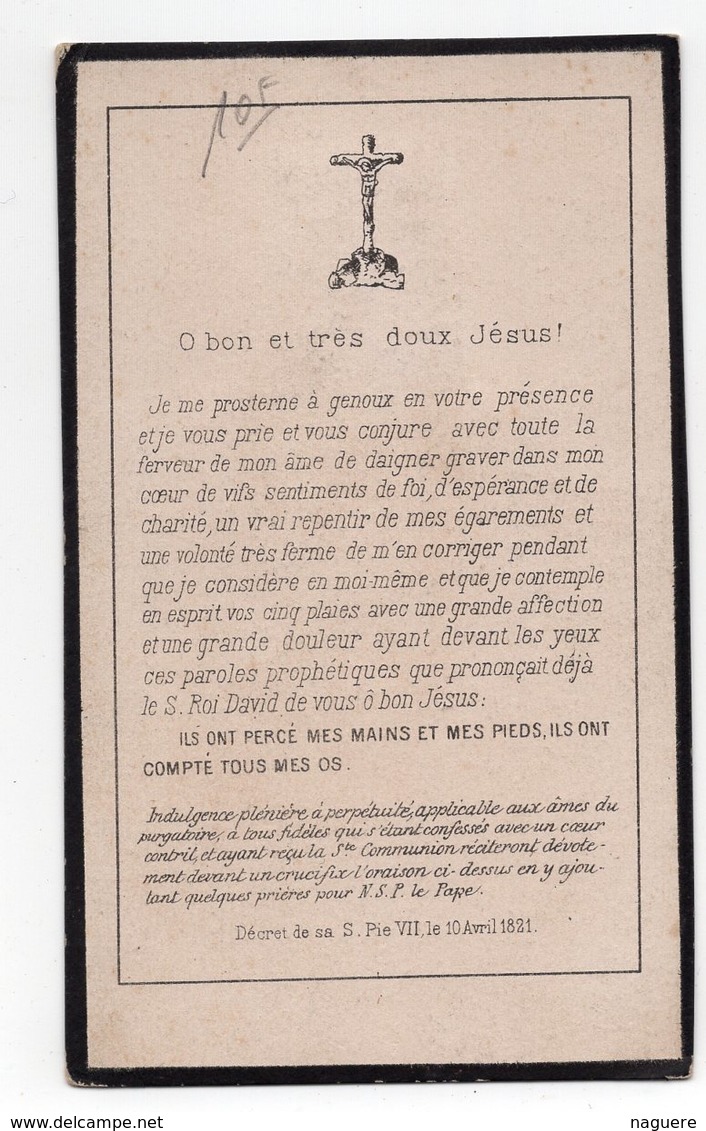 PRIEZ POUR LE REPOS  LEONARD ESPRIT FORTUNE SIMON CURE DE ST EUSTACHE PARIS  1873 GENEALOGIE CARTE DE DECES - Images Religieuses