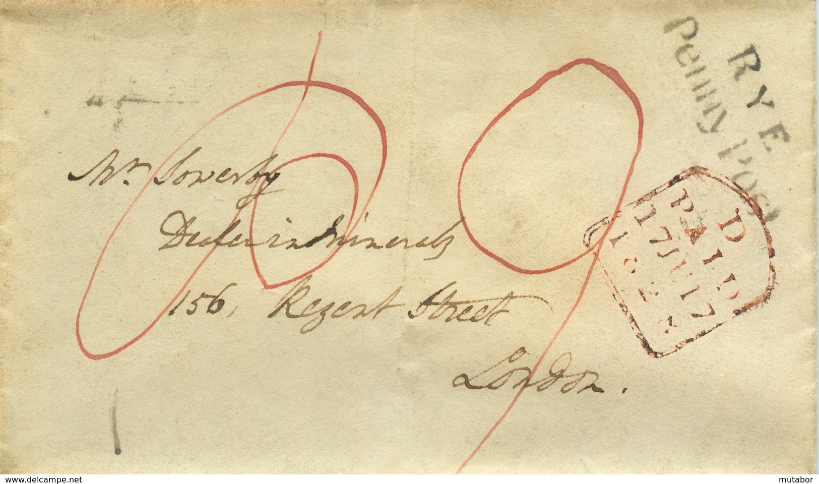 1828 RYE Penny Post Bf N. London - ...-1840 Prephilately