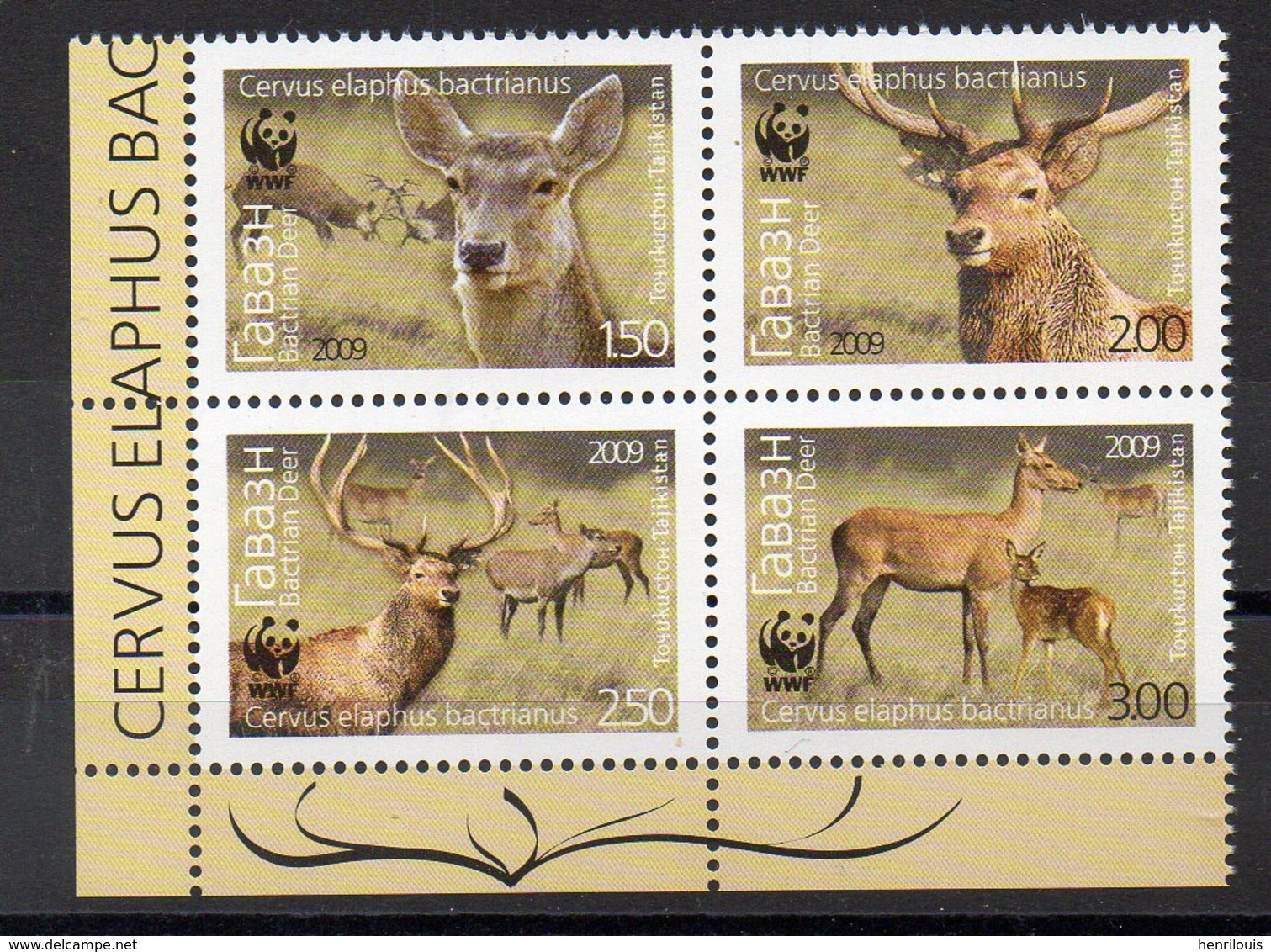 TADJIKISTAN  Timbres Neufs ** De 2009   ( Ref 6153)   Animaux - Cerfs - WWF - Tadjikistan