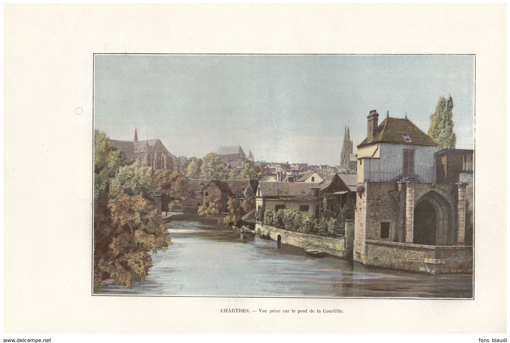 1901 - Phototypie Couleurs - Chartres (Eure-et-Loir) - Vue Prise Du Pont De La Courtille -  FRANCO DE PORT - Non Classés