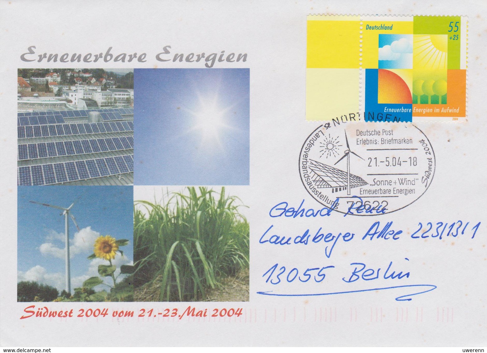 Deutschland 2004: Erneuerbare Energien (Renewable Energy) Mi 2378, Schmuckbrief Mit Passendem Sonderstempel - Protection De L'environnement & Climat