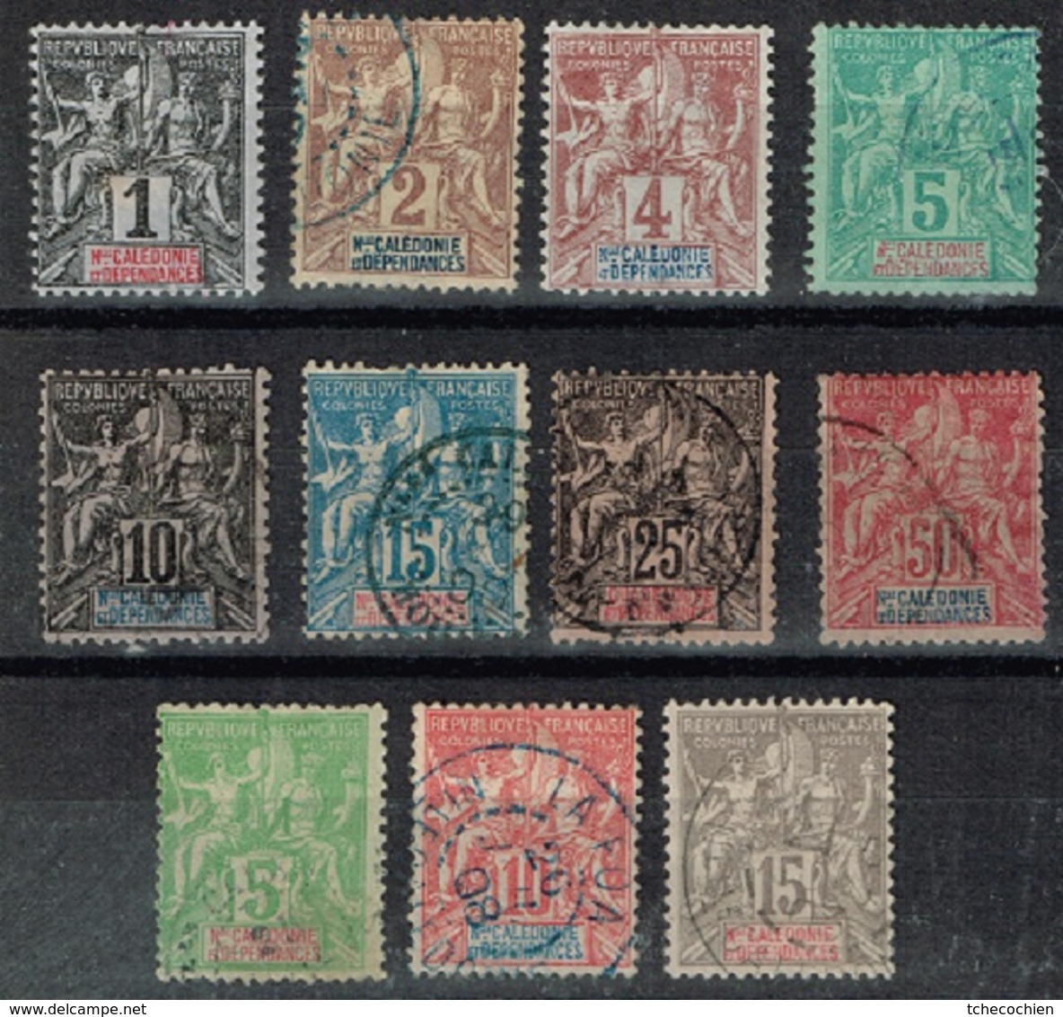Nouvelle-Calédonie - 1892 - Y&T N°41 à 46, 48, 51, 59 à 61, Oblitérés - Oblitérés