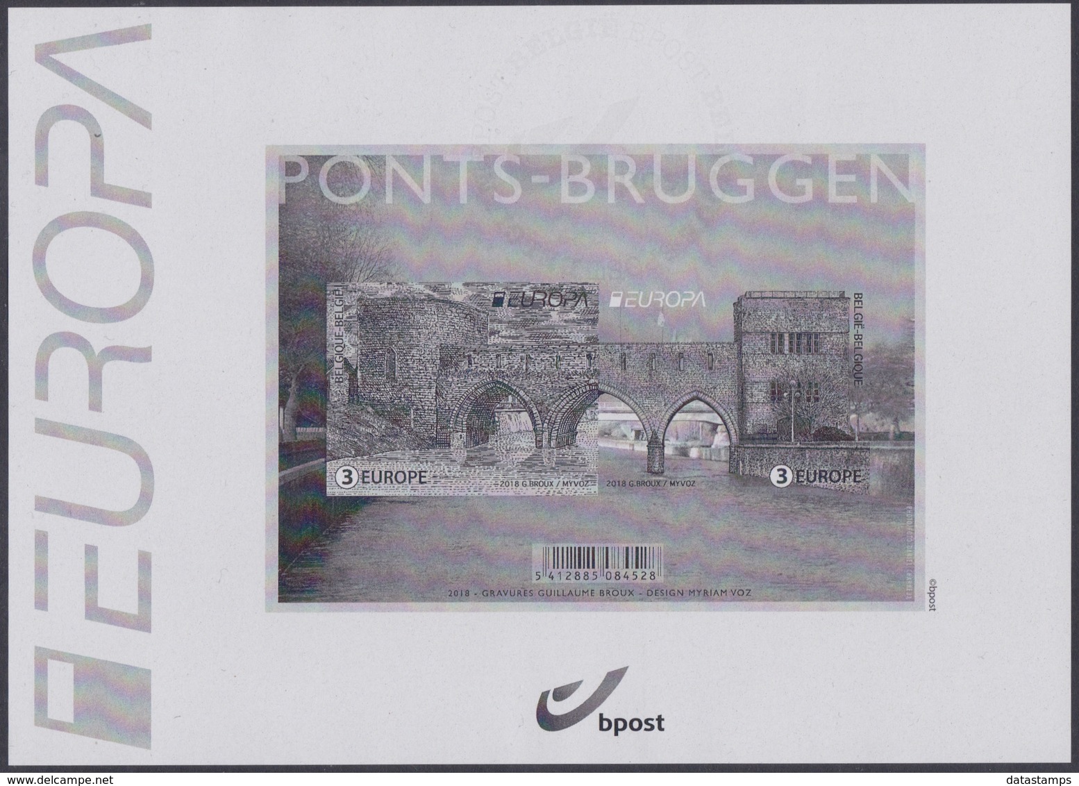 2018 - XX - Bruggen // Ponts -  (EUROPA) - Feuillets N&B Offerts Par La Poste [ZN & GC]