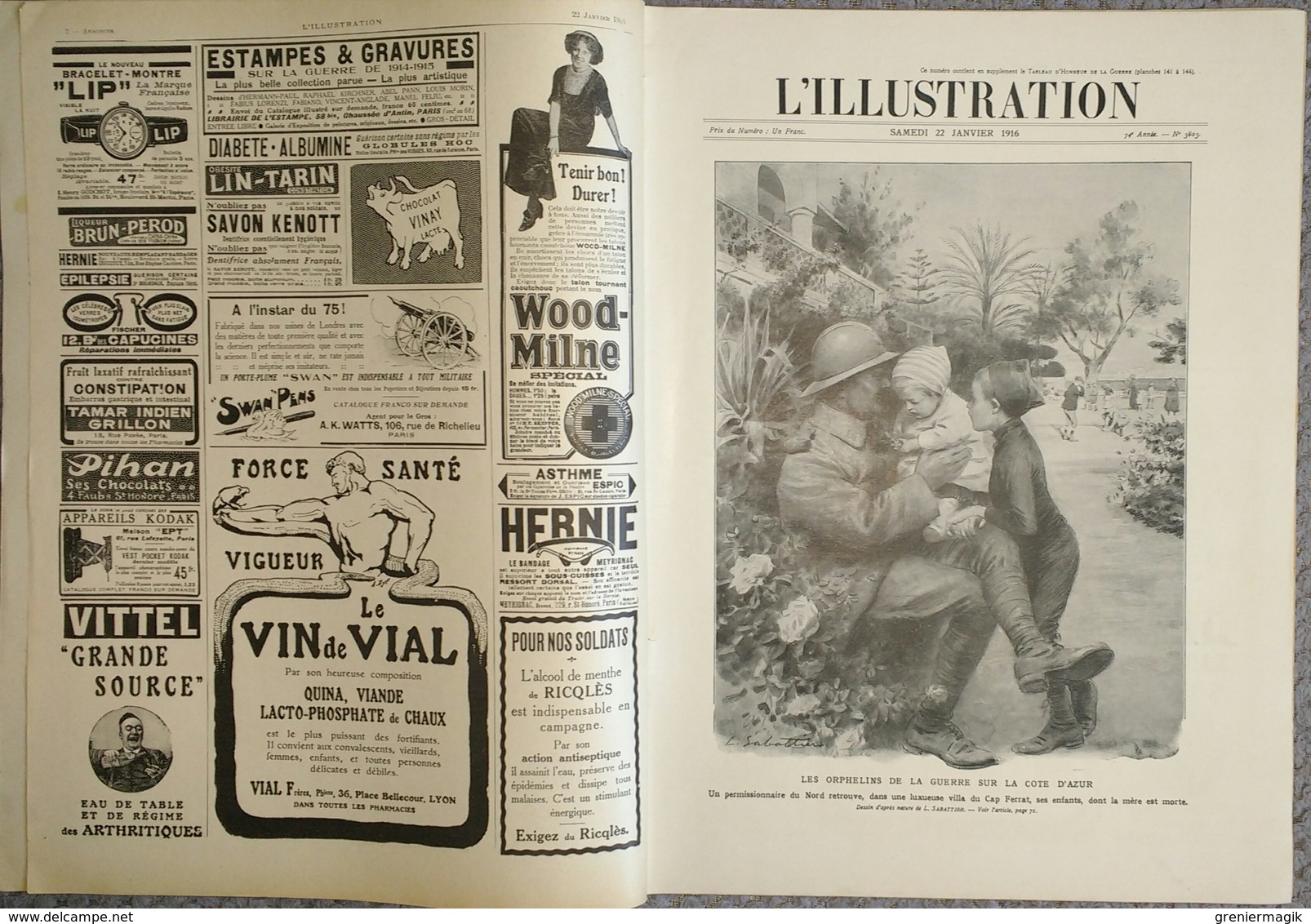 L'Illustration 3803 22 Janvier 1916 Tsar Nicolas II/Russie/Salonique/Cercueil Général Serret/Avion Ilya Mourometz/Marins - L'Illustration