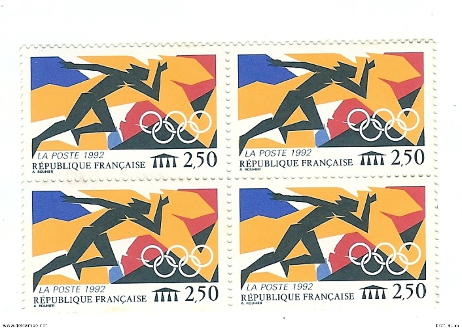 BLOC DE 4 NEUF 2.50 JEUX OLYMPIQUES 1992 - Neufs