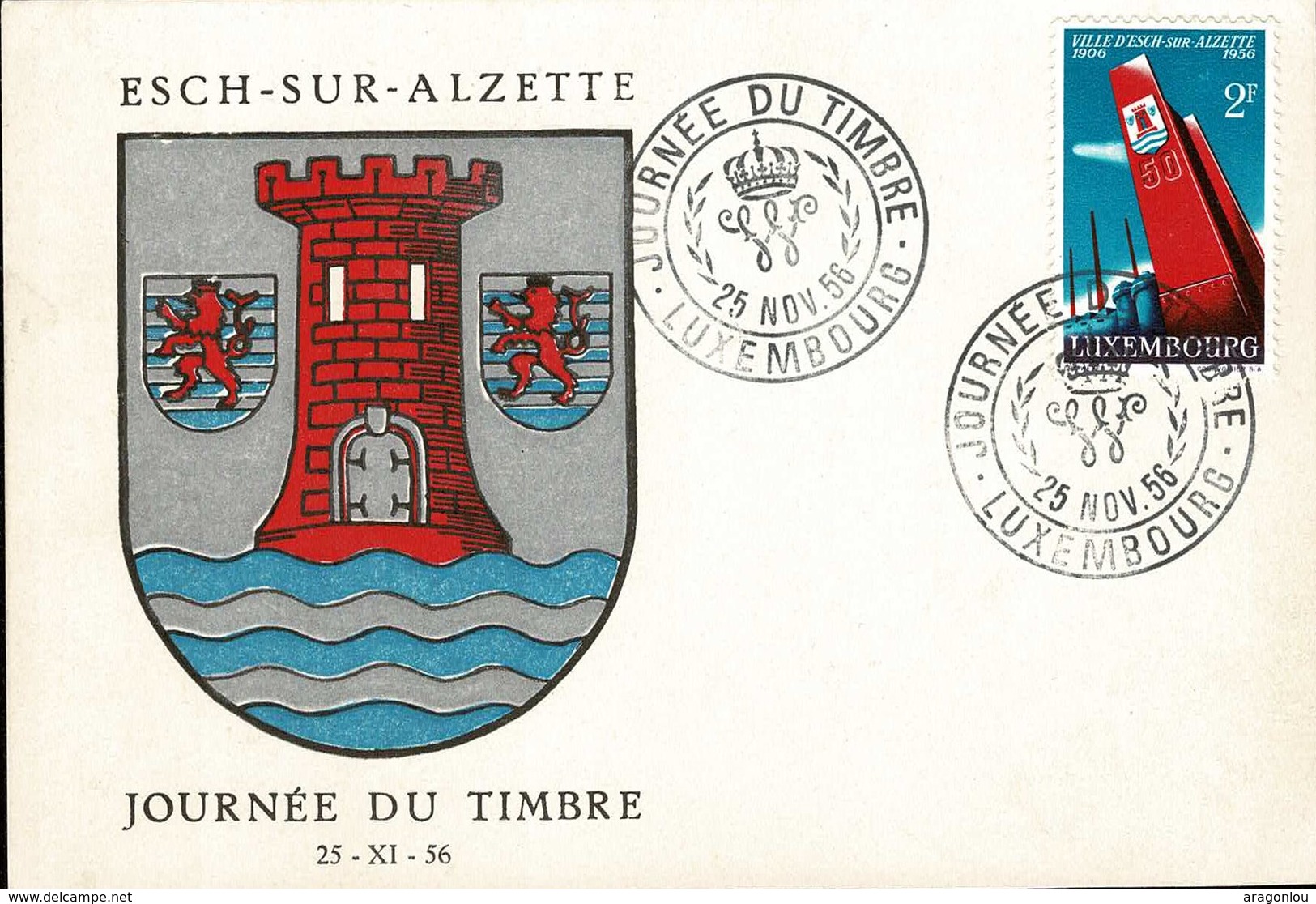 Journée Du Timbre Esch-sur-Alzette 25.11.1956 Cachet Spécial: Michel: 551 - Enteros Postales
