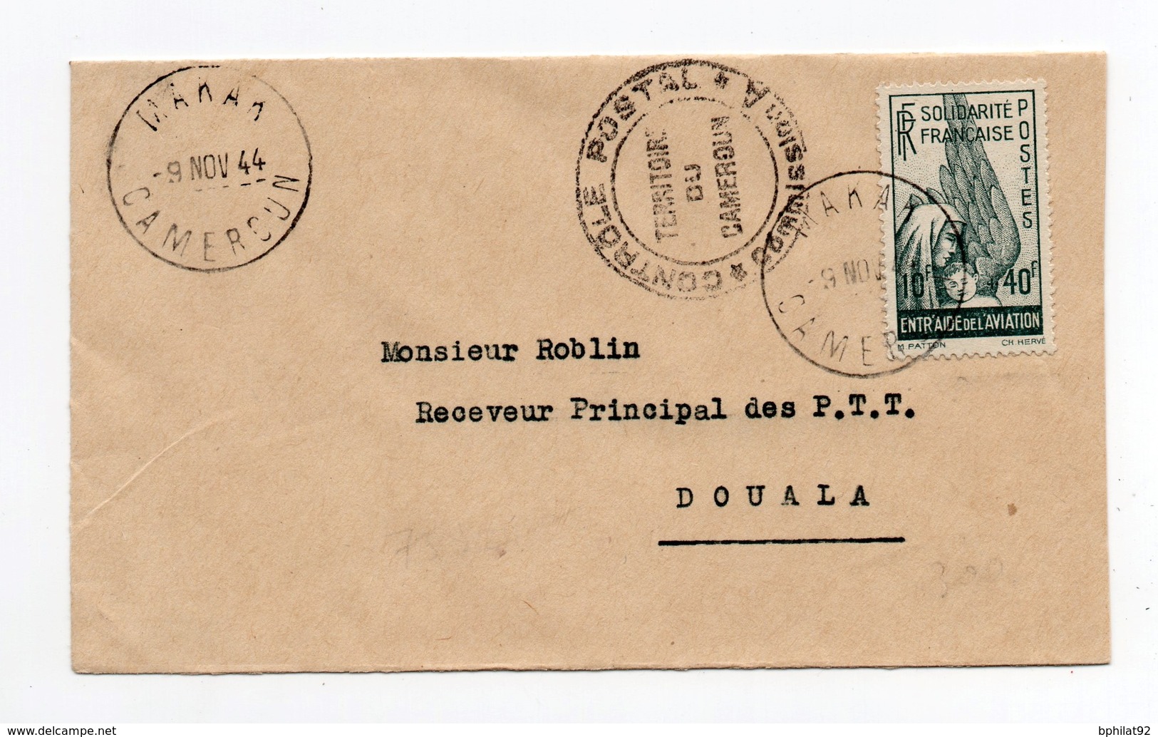 !!! PRIX FIXE : CAMEROUN, CACHET MAKAK DU 9/11/1944 SUR LETTRE POUR DOUALA AVEC CENSURE - Covers & Documents