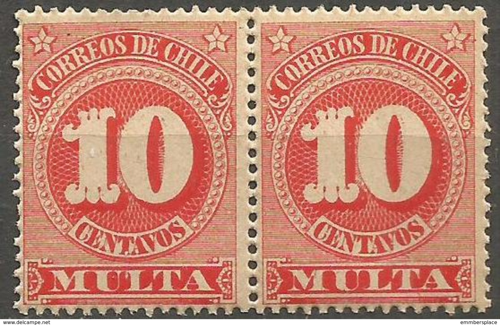 Chile - 1897 Postage Due 10c Pair MNH ** - Chile