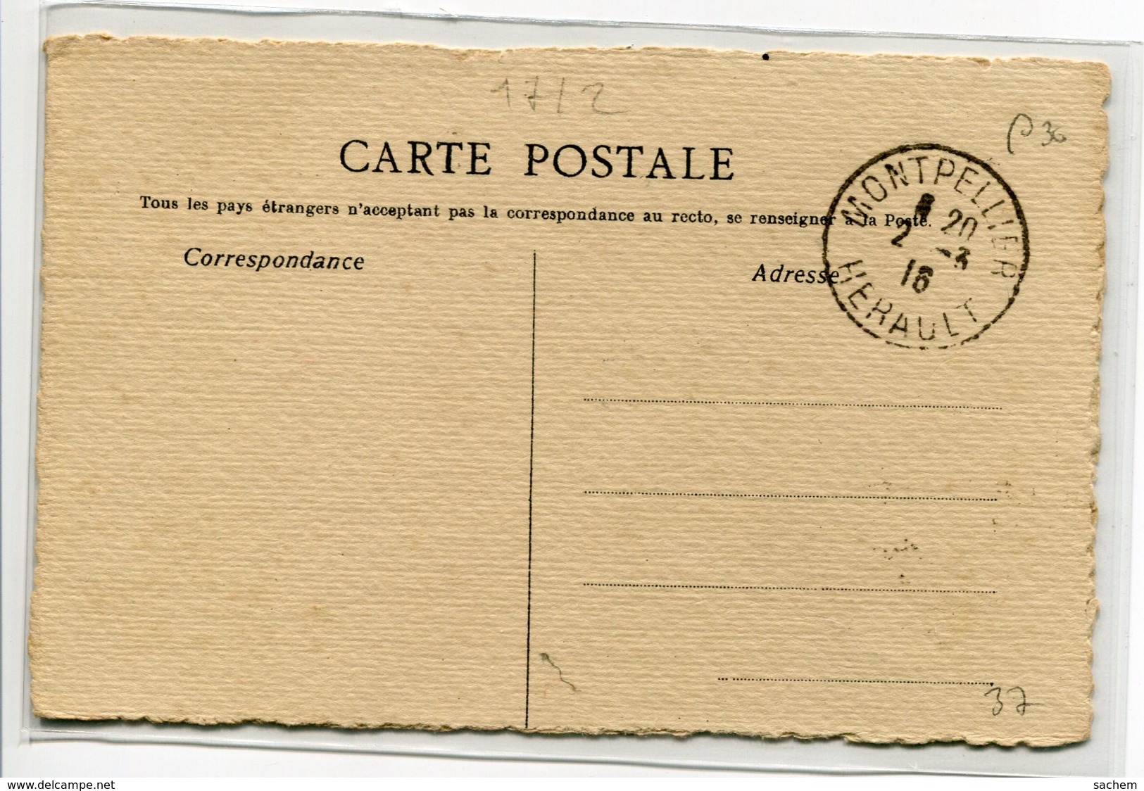 CHIENS  MILITARIA Chien Patriote  Militaire Francais  Carte Peinte Main Timbrée 1916     D02 2019 - Chiens