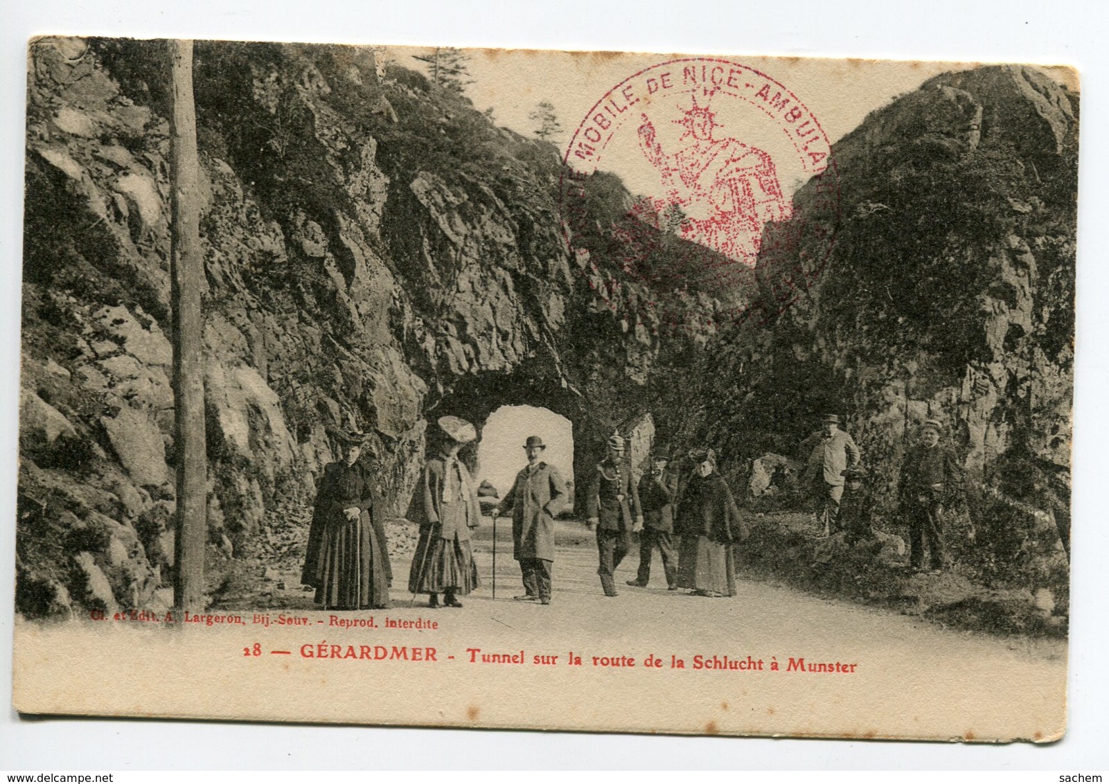 88 GERARDMER Touristes Tunnel Route écrite 1915 CACHET Brigade Automobile De Nice  AMBULANCE       D02 2019 - Gerardmer