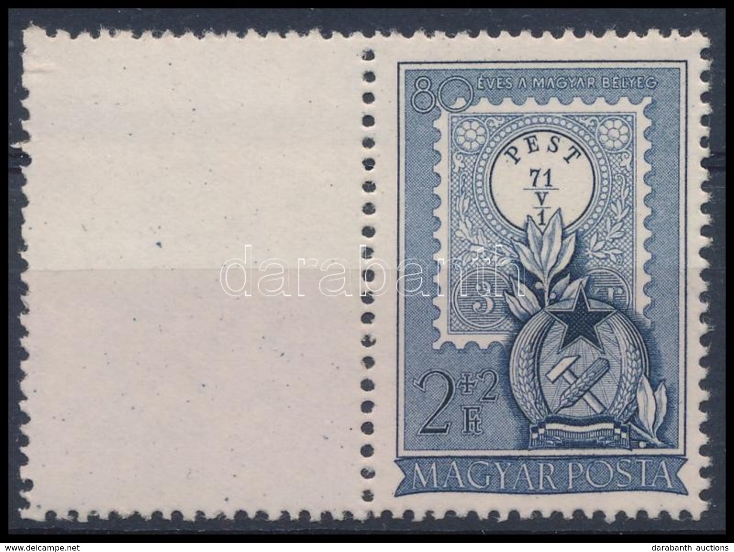 ** 1951 80 éves A Magyar Bélyeg  2Ft Bal Oldalon üres Mezővel (12.000) - Other & Unclassified