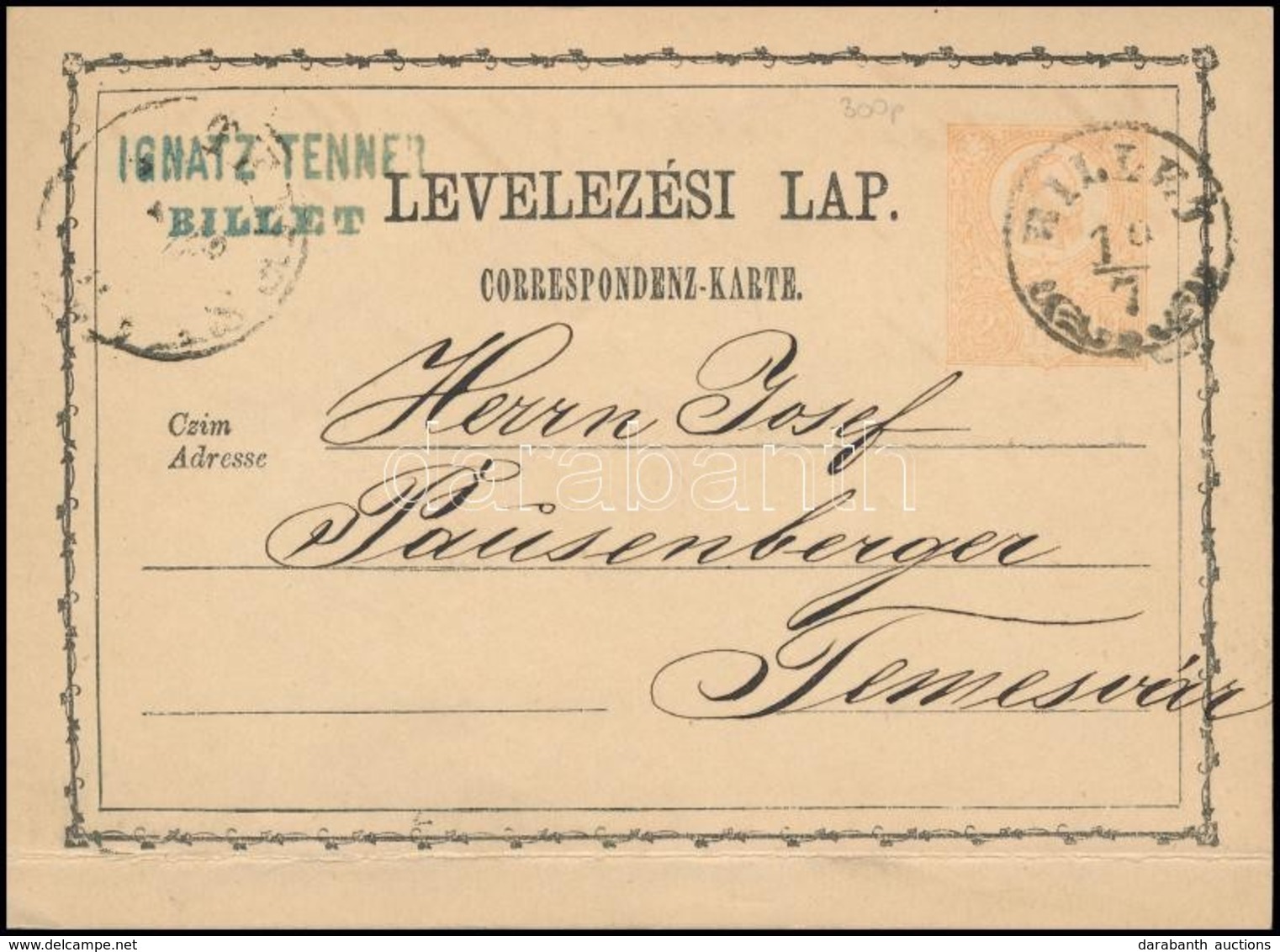 1872 2kr Díjjegyes Levelezőlap 'BILLET' (Gudlin 300 P) - Other & Unclassified