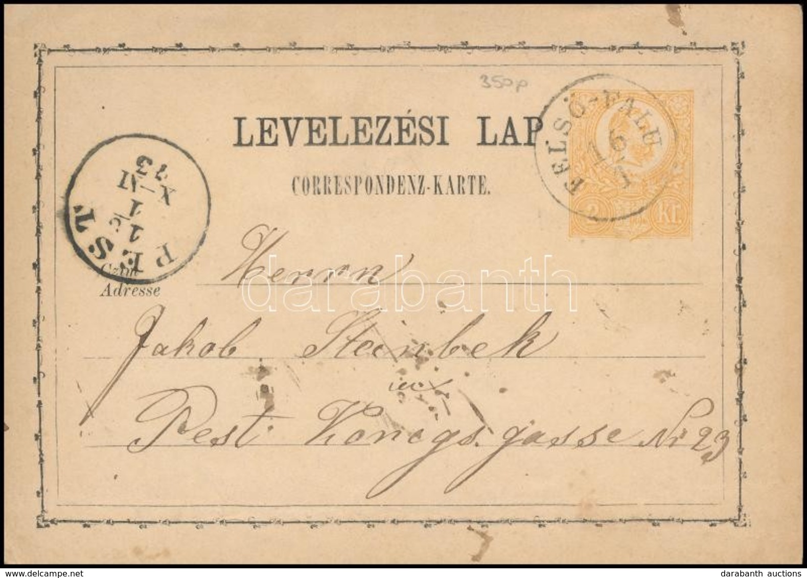 1872 2kr Díjjegyes Levelezőlap 'FELSŐ-FALU' Luxus Bélyegzéssel (Gudlin 350 P) - Sonstige & Ohne Zuordnung