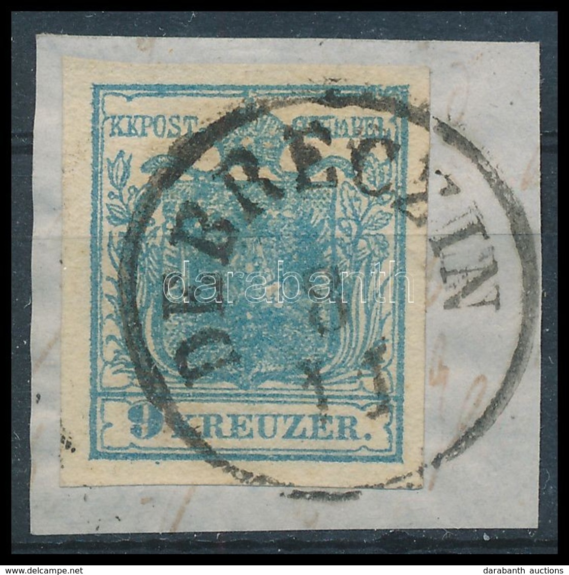 1850 9kr HP II Kiemelt Középrész, Lemezhiba  (tojás) A Címerben 'DEBRECZIN' - Andere & Zonder Classificatie