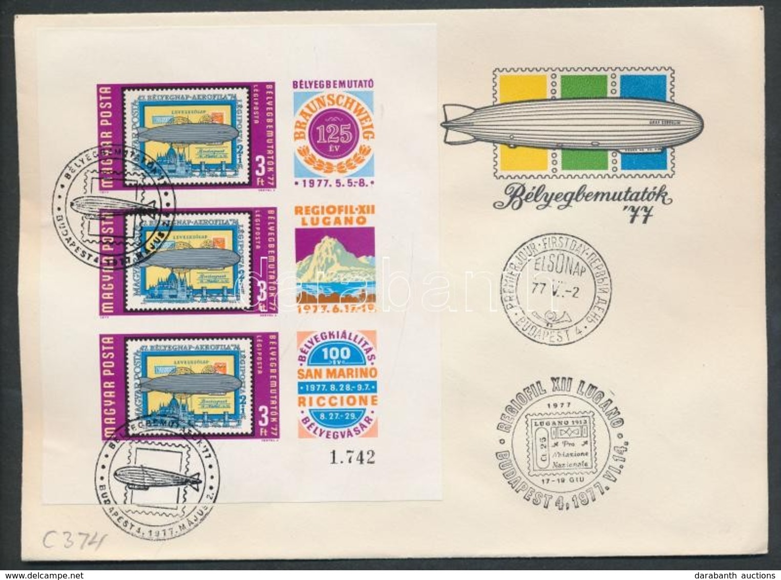 1977 Bélyegbemutatók Vágott Blokk FDC-n (4.000) - Sonstige & Ohne Zuordnung