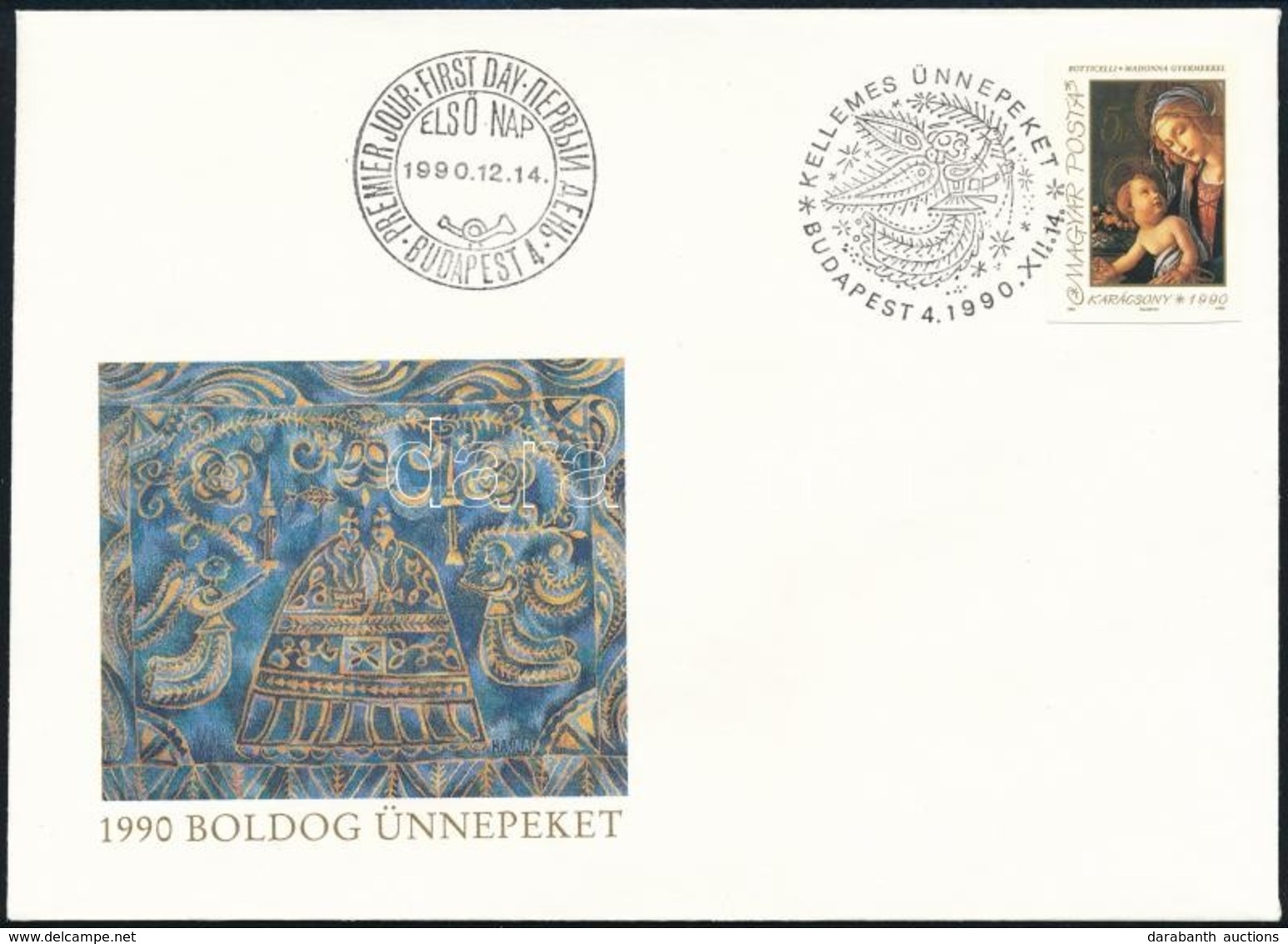 1990 Karácsony Vágott Bélyeg FDC-n (1.800) - Autres & Non Classés