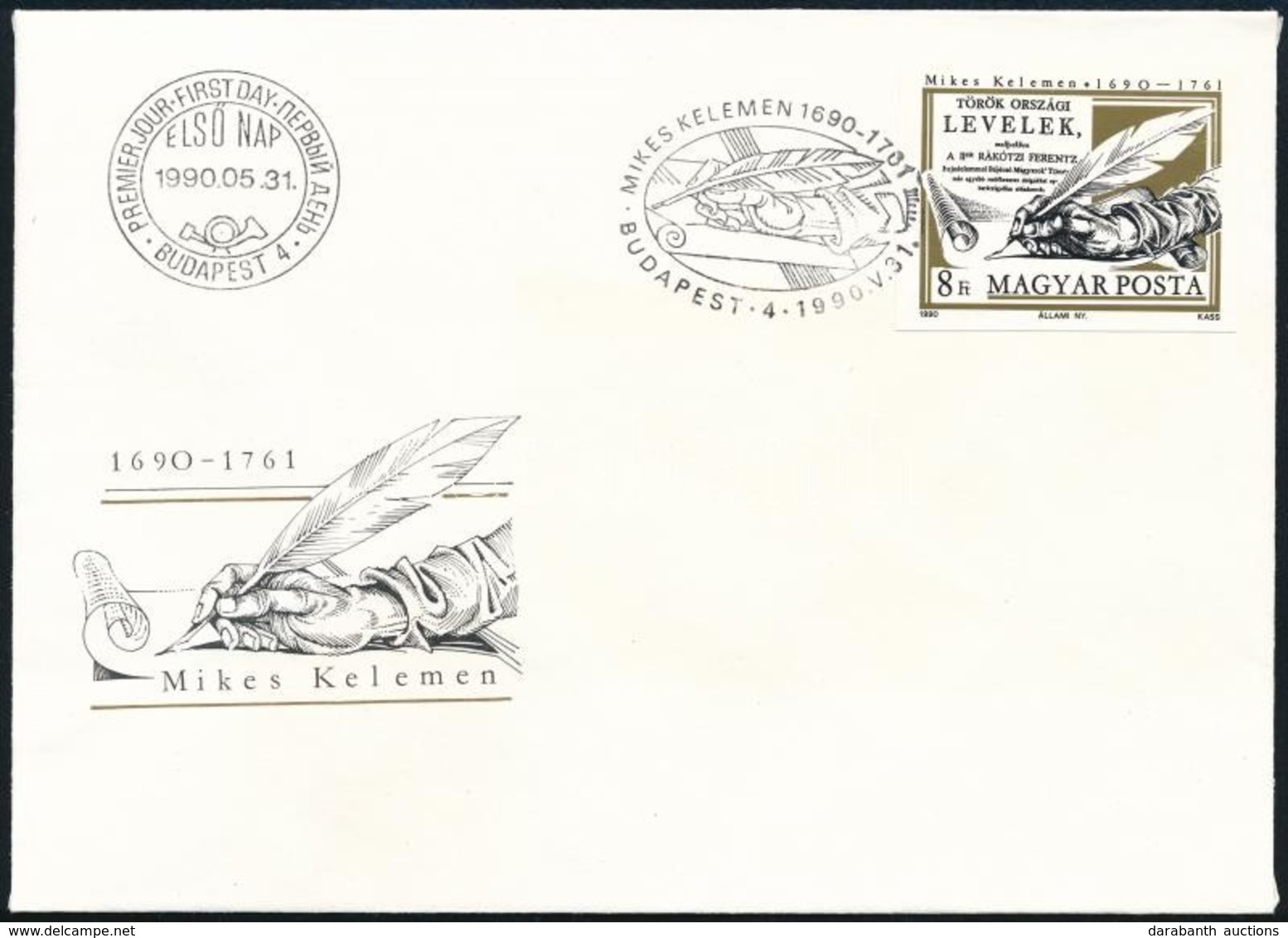 1990 Mikes Kelemen Vágott Bélyeg FDC-n (1.800) - Sonstige & Ohne Zuordnung