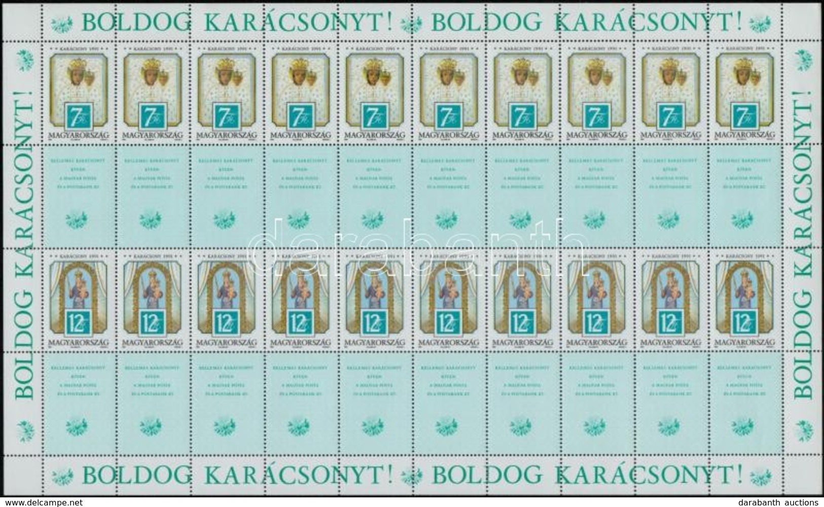 ** 1991 Karácsony 3 Db Teljes ív (13.500) - Sonstige & Ohne Zuordnung