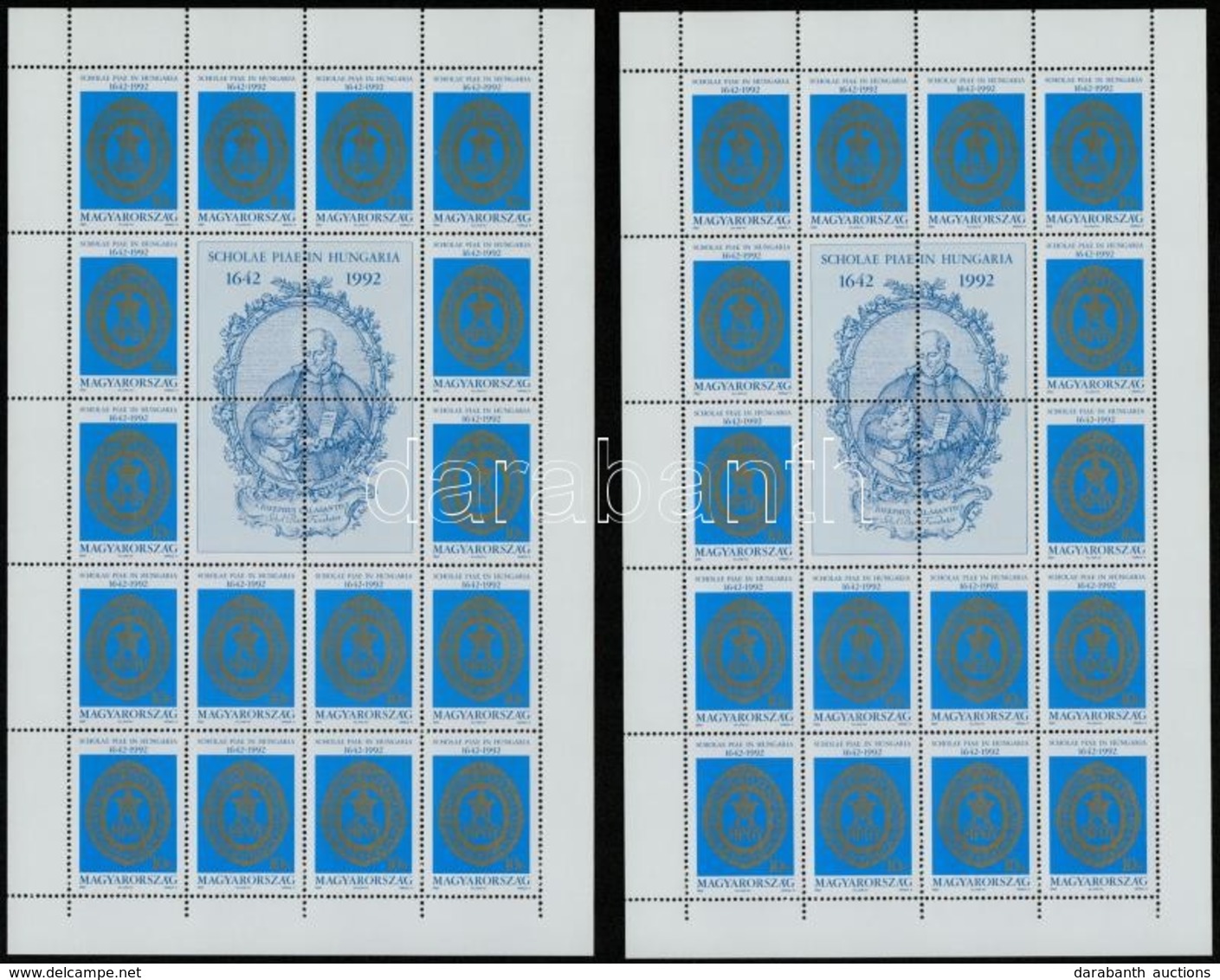 ** 1992 A Piarista Rend 350 éve Magyarországon 2-2 Négy Eltérő Fogazású ív (18.000) - Other & Unclassified