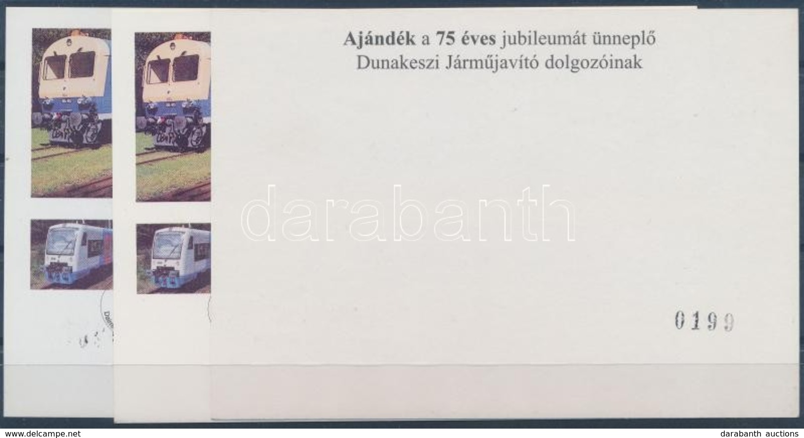 ** 2001/21 75 éve A Vasút-szolgálatában 3 Db-os AJÁNDÉK Emlékív Garnitúra (10.000) - Other & Unclassified