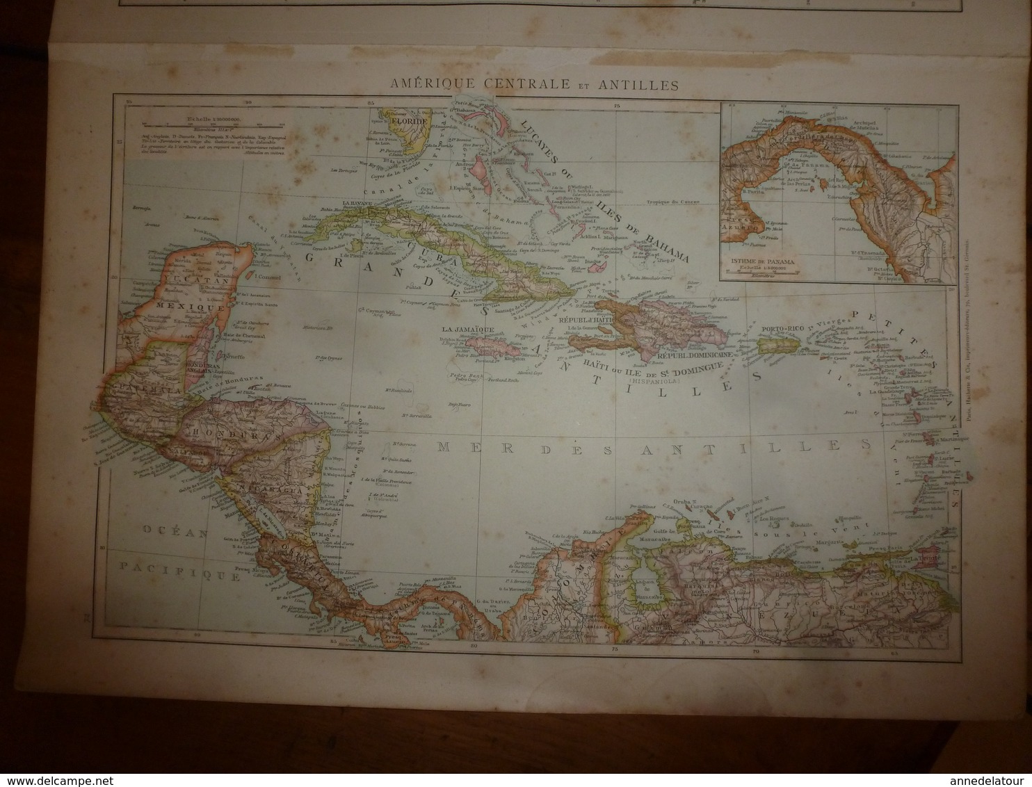 Carte Géographique de l'année 1884 AUSTRALIE et NOUVELLE ZELANDE; Amérique Centrale et Antilles ; USA (partie orientale)