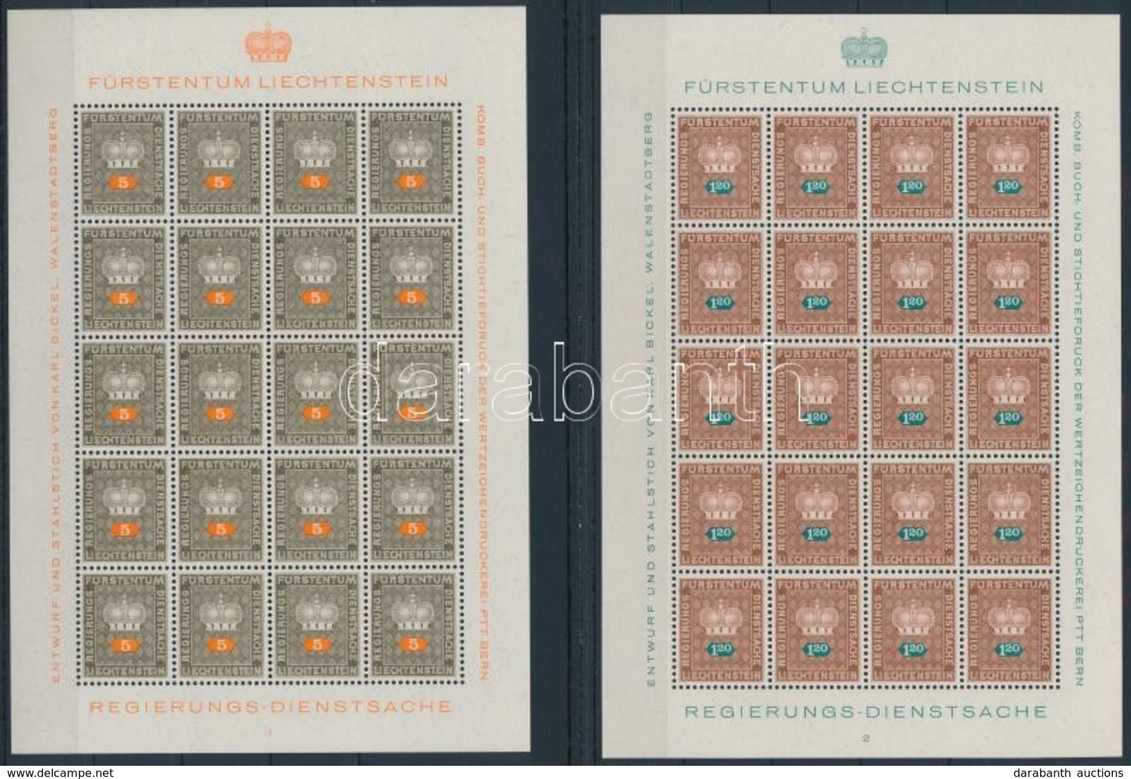 ** Liechtenstein 1968 Hivatalos Sor 10 értéke Teljes ívekben (Mi EUR 188.-) - Other & Unclassified