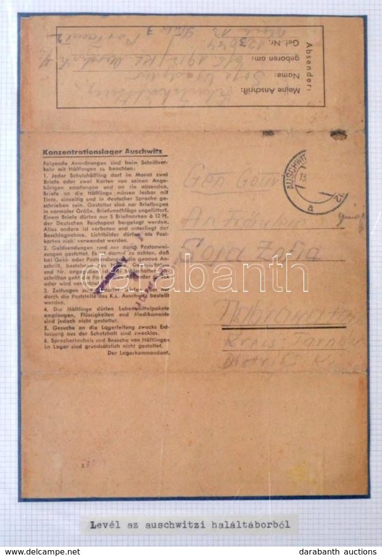 Deutsches Reich: Rendkívül érdekes Holokauszt Dokumentáció: Koncentrációs Tábori Levelek, Börtönlevelek, Bírósági Levele - Autres & Non Classés